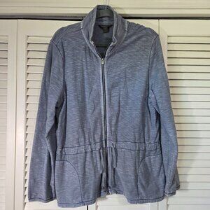 Tommy Bahama Blue Zip Hoodie Drawstring Waist Jacket - Wms Large